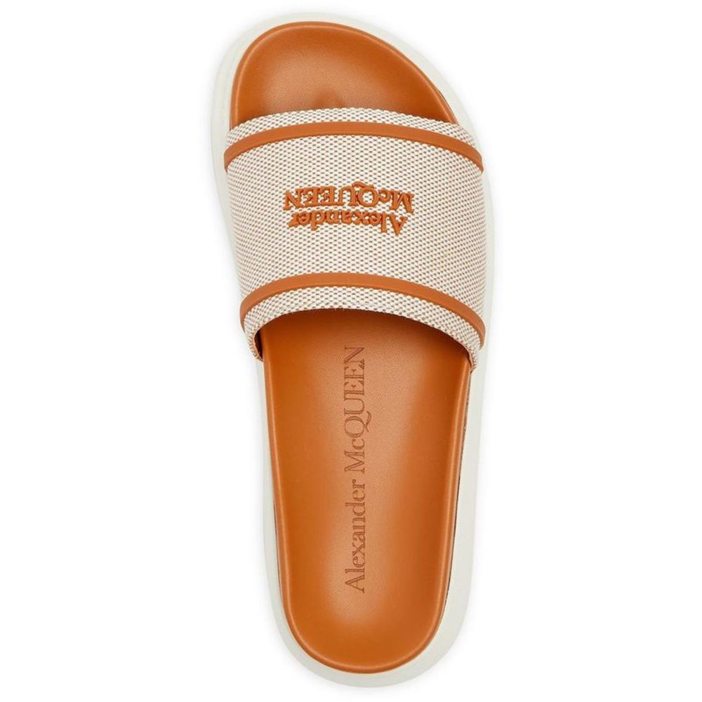 Alexander McQueen Womens Suola Gomma Tan Logo Slip On Slide Sandals Shoes NWT - Picture 3 of 3